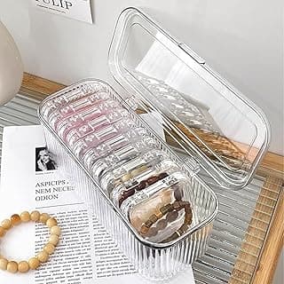 YelaJoy YelaJoy Striped Transparent Acrylic Jewelry Organizer Set, Long Desktop Display Storage Case with 12 Small Boxes for Bracelets, Earrings, Rings, Necklaces, Display Stand