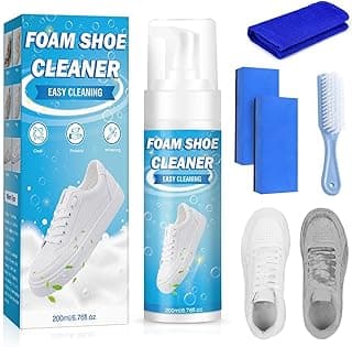 ALMEKAQUZ Shoe Cleaner Kit, White Sneakers Cleaner with Brush,Towel and Sponge, Removes Dirt and Stains from Leather, Knit, Boots, Canvas, Suede, PU