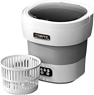 XVersion 13L Mini Portable Washing Machine with Spin Dryer, Foldable Washer for Baby Clothes, Underwear & Socks, Compact Laundry Machine for Home, Travel, Apartment, Dorm & RV (Grey)