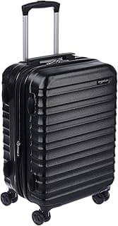 Amazon Basics Hardside Carry On Spinner Luggage- 20 inch (50cm), Material: ABS, Black