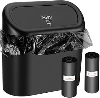 Wontolf Car Trash Can Bin with Lid and 60 Pieces Trash Bags