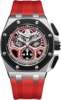 Tornado Men's Watch, Chronograph Display and Silicone Strap - T25103-SSRRB, Red