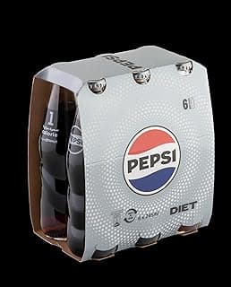 Diet Pepsi Carbonated Soft Drink, Glass, 6 x 245 ml