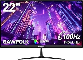 Gawfolk 22" inch Monitor FHD 100Hz Ultra-Thin Zero Frame Computer Display Screen 1080P(1920x1080) 100% sRGB HDMI VGA Suitable for home use, business office and entertainment