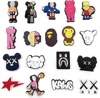 Tazweeq Shoes Charms for Kaws,18PCS Durable WaterProof Shoe Decoration for Croc Charms, Cartoon Charm Bracelet Wristband Accessories/Birthday/Party/Gifts Teens Men Women