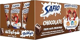 Safio UHT Chocolate Flavour Milk 185 ml, Pack of 18
