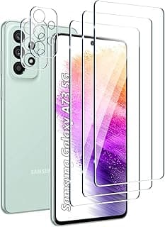 [3+2 Pack] Tempered Glass Screen Protector compatible with Samsung Galaxy A73 5G and Camera, No Bubbles, 9H Hardness, Anti-Scratch, HD Screen Protector for Samsung Galaxy A73 5G