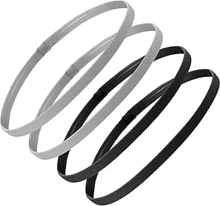 Sawanork Sawanork 4 Pieces Thick Non-Slip Elastic Sport Headbands Football Hair Headbands Yoga Exercise Soccer Sweatband Headwear for Women and Men