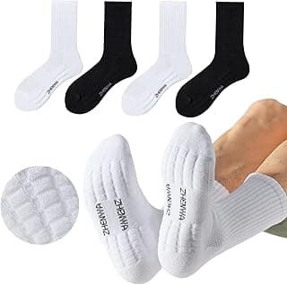 Lullaxx Socks for men, Cotton Athletic Crew Odor Proof Mid-Calf Breathable suitable for basketball football running,Suitable for All Seasons(4 Pairs,black white,39-46)