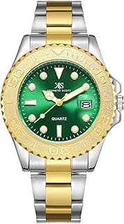 Kenneth Scott Men SL28D Movement Watch, Analog Display and Stainless Steel Strap - K23022-TBTH, Gold/Silver