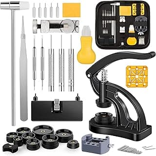 Arabest Watch Repair Kit - Press Tool, Battery Replacement Set, Link Removal Tool, Back Case Closer With 12 Dies