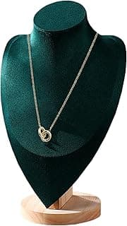 TINGSING TINGSING Velvet Necklace Display Stand Jewelry Bust Display Stands with Wood Base Mannequin Necklace Pendant Chain Holder Organizer for Jewelry Showcase, Boutiques, Trade Show, Large,Green