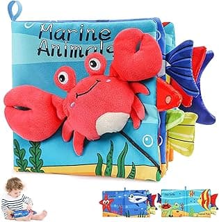 Soft Baby Cloth Books - High Contrast Black White & Color Sensory Toys for 0-18 Months, 3D Crinkle Touch & Feel Activity Book for Infant Tummy Time, Perfect