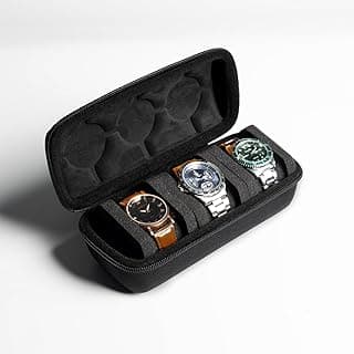 YelaJoy YelaJoy 3 Slot Hard Watch Travel Case Roll Organizer, Premium Black Fabric Storage Box, Anti-Move Watch Pillows for Men & Women, Durable Watch Accessories