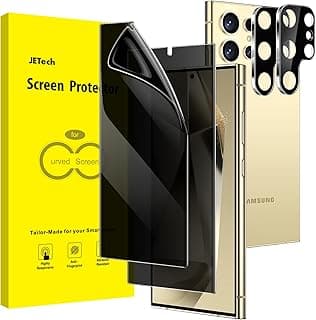 JETech Privacy Screen Protector for Samsung Galaxy S24 Ultra 5G 6.8-Inch with Camera Lens Protector, Anti-Spy Flexible TPU Film, Fingerprint Unlock Compatible, 2-Pack Each
