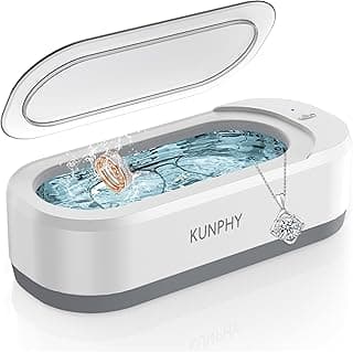 kunphy Ultrasonic Cleaner, Ultrasonic Jewelry Cleaner 12oz 46KHz, Professional Ultrasonic Cleaner with One-Touch Operation, Sonic Cleaner for Rings, Glasses, Jewelry, Dentures White