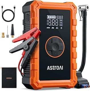 AstroAI Jump Starter with Air Compressor, Car Battery Jumper Starter Portable (6.0 Gas/3.0L Diesel) with 150PSI Cordless Auto-Shutoff Tire Inflator, 12V Battery Charger Booster Box(Orange)