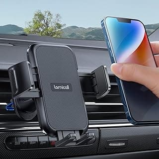 Lamicall Wider Clamp & Metal Hook Car Phone Holder Vent [Thick Cases Friendly] Phone Holders for Your Car Mount Automobile Hands Free Cradle Air Vent for iPhone 17 16 15 14 13 Pro Max Smartphone