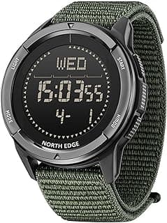 NORTH EDGE Military-Watch for Men - Tactical Survival Watch, Men's Women's Digital Wrist Watches for Sports Outdoors, Pedometer, Compass, Calories, Durable Nylon Band