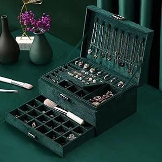 URbazaar URbazaar 3-Layer Jewellery Box Large Jewellery Box Lockable Travel Organiser with Lid for Rings Earrings Necklace Bracelets Jewelry Holder Jewelry Storage Case for Girls Women