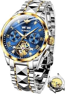 OUPINKE Swiss Brand Mens Watches Automatic Skeleton Luxury Mechanical Self Winding Sapphire Crystal Tungsten Wrist Watches for Men