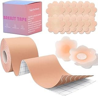 Boob Tape Kit -Boobtape for Breast Lift with Petals and Covers, Breathable Sticky Adhesive Bra Tape, Push Up Boobytape for Breast Lift, Breast Tape Suitable for Large Breasts A-G Cup Beige