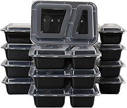 Meal Prep Containers [10 Pack] 2 Compartment with Lids, Food Storage Containers, Bento Box, BPA Free, Stackable, Microwave/Dishwasher/Freezer Safe (32 oz)