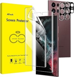 JETech Screen Protector for Samsung Galaxy S22 Ultra 5G 6.8-Inch with Camera Lens Protector, Flexible TPU Film, Fingerprint ID Compatible, HD Clear, Easy Installation, 2-Pack Each