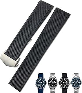 AEMALL 20mm 22mm Rubber Silicone Watch Strap Black Blue Brown Watch Bands for Tag Heuer CARRERA AQUARACER F1 Diving Waterproof Bracelet