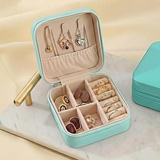 Elegant Jewelry Box Organizer for Women with Necklace Holder & Earring Organizer, Capacity Storage & Display Case - Square Blue