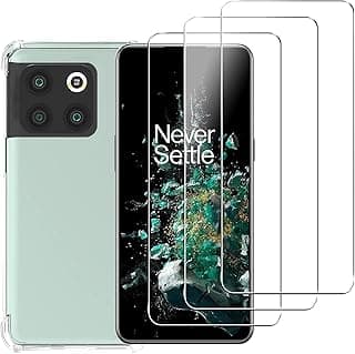 3 Pack for Oneplus 10T Screen Protector with Clear TPU Phone Case, HD Tempered Glass Film, 9H Tempered Glass Screen Replacement, Anti Scratch Screen Protector Film for Oneplus 10T