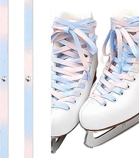 Guoyoocc 1Pair Ice Hockey Skate Laces,Anti-Fracture Ice Skates Shoelaces,Figure Skating Shoes Laces,Non-Slip Shoelaces Rope With Drill Gradient Colors Shoe Laces,Length 240cm/260cm,15 Colors
