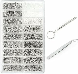 Joyzzz Joyzzz Eyeglasses Repair Kit, 1000 Pcs Tiny Stainless Steel Glasses Screws, Eyeglass Repair Kit with Screws, Sunglasses Watch Tiny Screws Nut Washer Assortment with Eyeglass Screwdrivers Tweezers