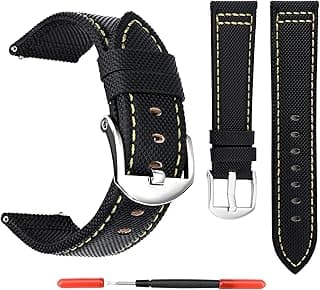 UOEPOWA Quick Release Nylon Sport Watch Strap Compatible with Fossil Tissot Suunto Etc, 20mm 22mm 24mm Replacement Watch Band with Stainless Steel Pin Buckle & Stitching, Replacement Tool Included