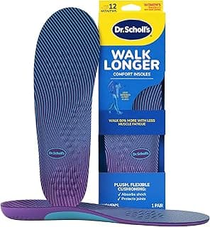 Dr. Scholl's Walk Longer Insoles, Comfortable Plush Foam Cushioning Inserts for Walking, Hiking, and Standing on Feet All-Day
