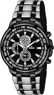 SWISSTYLE Men's Quartz Watches, Stainless Steel and Rose Gold-Plated, Water Resistant, Made in INDIA (BLACK TWO TONE)