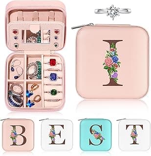 TOPPETI TOPPETI Jewelry Box, Mini Travel Jewelry Case with Mirror for Women Girls, Portable Travel Organizer for Ring Necklace Earring, Travel Essentials, Pink(I)