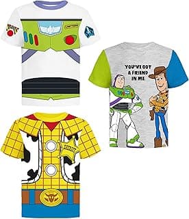 Disney Toy Story Graphic T-Shirts (3 Pack) Pixar Studios Designs, Buzz & Woody Character Tees for Toddlers to 10/12