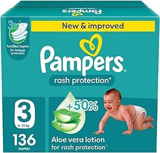 Pampers Rash Protection, Size 3, 6-10 kg, Giant Box, 136 Diapers