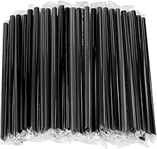 100 Pcs Black Boba Straws - Jumbo Smoothie, Individually Wrapped Plastic Disposable Wide-Mouthed Large (0.43" Wide X 9.45" Long)