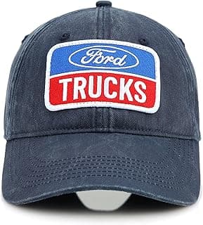 Detroit Shirt Company Ford Trucks Logo Embroidered Patch Premium Chino Low Profile Twill Hat | Baseball Cap for Men Navy, Navy, One Size
