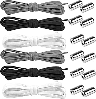 6 Pairs No Tie Elastic Shoelaces, 100cm Adjustable Elastic Running Shoe Laces Tieless Stretch Universal Shoelace for All Shoes