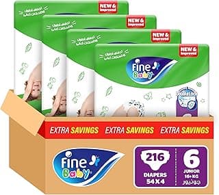 Fine Baby, Size 6, Junior, 16+ kg, 216 Diapers