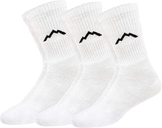 Ranger Men's Sport Cotton Crew Athletic Socks, Pack of 3 (Free Size, White)