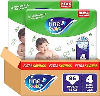 Fine Baby Diapers, Size 4, Large, 7-14 kg, 96 Diaper