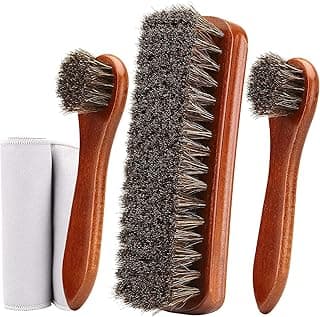 YHRY YHRY 4 Pcs Horsehair Shoe Brush Shine Kit, Shoe Polish Kit, Leather Shoes Boot Cleaning Brush Care Clean Dauber Applicators, Polished and Shiny, for Leather Shoes, Leather Boots, Leather Clothing