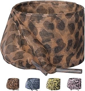 KASTWAVE Leopard Print Shoelaces, 4CM Wide Ribbon for Women Sneakers, 1 Pairs Polyester Flat Laces, Fashion Animal Pattern Shoe String for Boots Casual Canvas, Gift Set