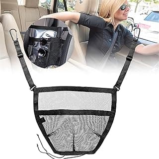Car Purse Holder for Car, Universal Automotive Handbag Holder Net with Adjustable Strap, Between Seats Organizer for Storage and Pet Barrier, Compatible with Most Vehicles