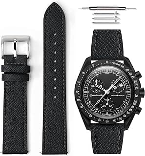 HORACE Grained Leather Quick Release Universal Watch Strap Compatible with Omega x Swatch MoonSwatch 20mm