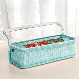 HomeStrap HomeStrap Cotton Single Rod Bangle Box with Transparent Top | Waterproof, Dustproof Organizer for Bangles, Chudis, Bracelets, Watches & Jewellery | Compact Storage Organizer | Sea Green| Pack of 1